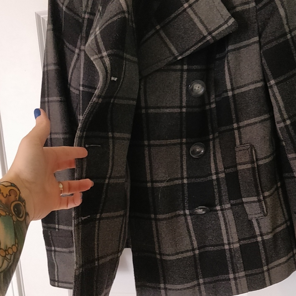 Old Navy Plaid Pea Coat - Picture 7 of 7